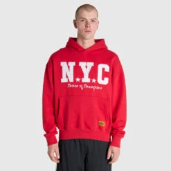 NYC Applique Hoodie - Court Red -Glove Supply Shop DWEMT683A DWRED 06