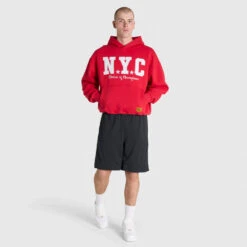 NYC Applique Hoodie - Court Red -Glove Supply Shop DWEMT683A DWRED 08